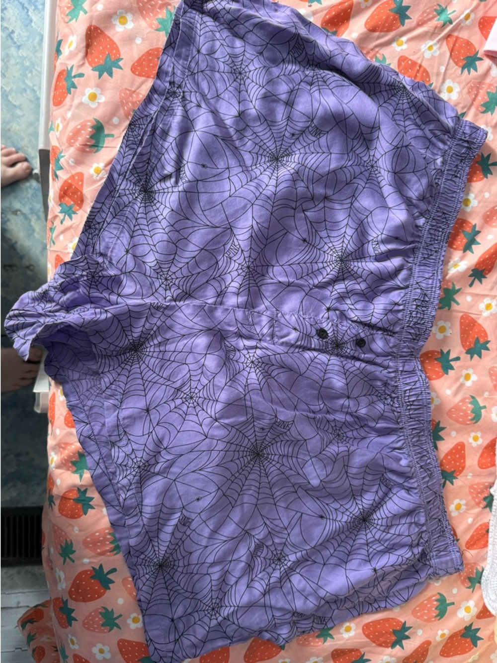 PINK Victoria's Secret Purple Spiderweb Print Sleep Shorts